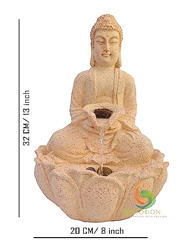 Image of Decorative Table Top Water Fountain for Home Decor /Office /Indoor & Outdoor /Garden /Puja Room /Vaastu with Multicolor LED Light and Adjustable Water Pump (D-030)