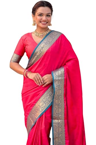 Image of SGF11 Women's Kanjivaram Pure Soft Silk Designer Saree With Blouse Piece