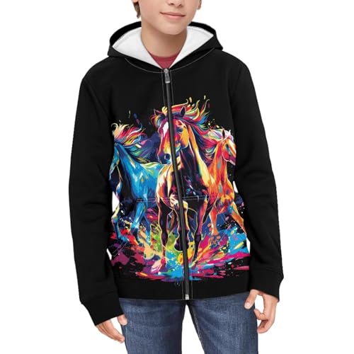 Image of Unisex Zipper Sweatshirt Boys Girls Hooded with 2 Pocket Pullover Hoodies for 6-16Y Kids