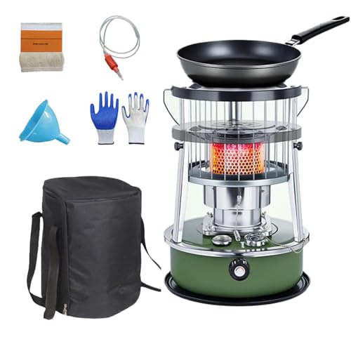 9000 BTU estufa de parafina Tanque de 4,6L estufas parafina Calefacción de emergencia sin electricidad Calentador para camping, garaje, hogar y emergencias.,militarygreen-completeset