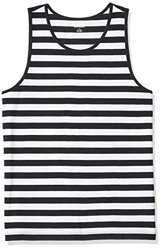 Amazon Essentials Men s Slim-fit Tank Top, Black White Stripe, Large