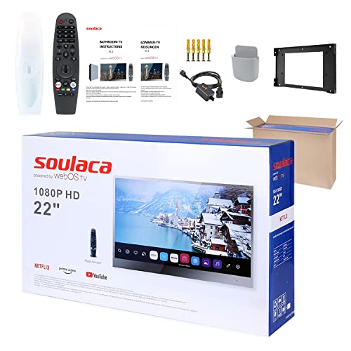 Soulaca 22-Zoll-Spiegelfernseher,Smart TV für Badezimmer, Digital/Analog-Tuner, Mirror Panel, Magic Remote, wasserdicht, Netflix, integrierte Lautsprecher,Modell 2024 – Bild 7