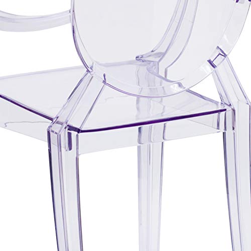 Bizchair 4 Pack Oval Back Ghost Chair - Arms In Transparent Crystal - Stackable Side Chair #TOP5