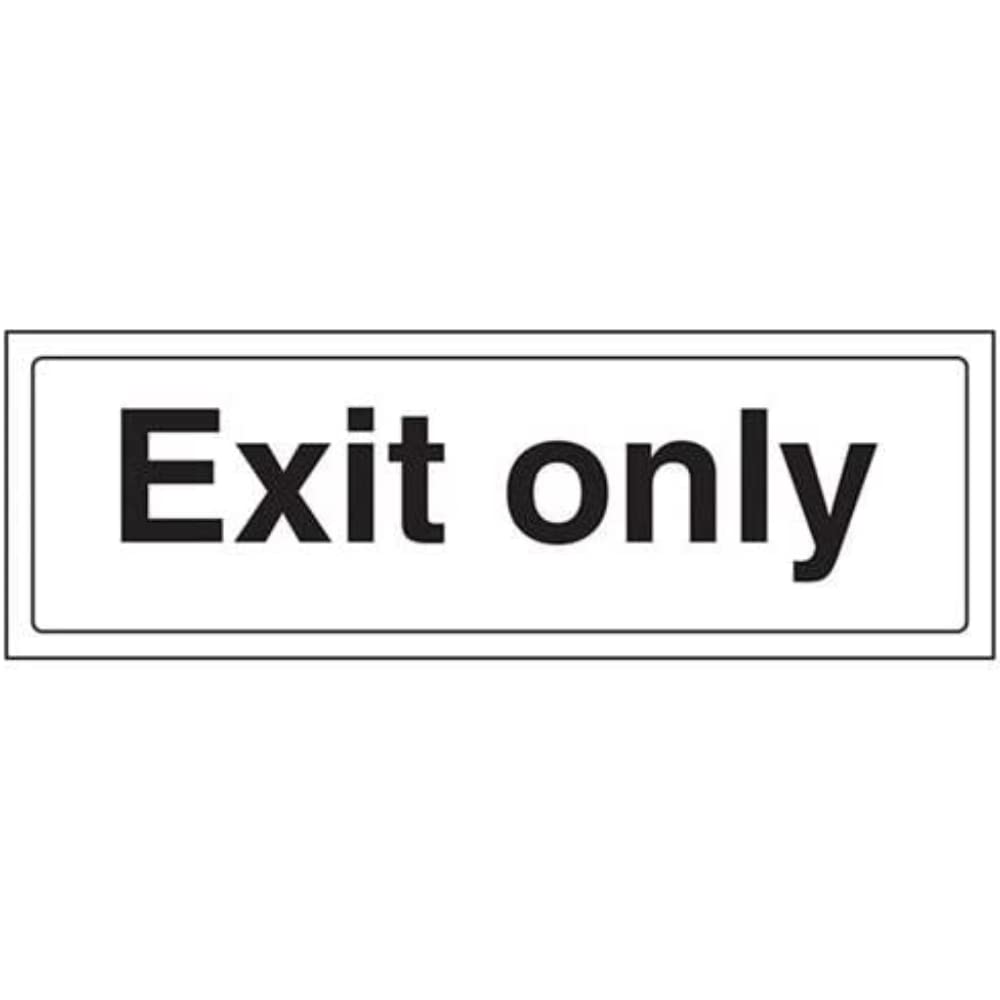 V Safety Exit Only Door Sign - 300mm x 100mm - Self Adhesive Vinyl