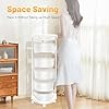 5 Tier Fruit and Vegetable Storage Basket for Kitchen, Rotating Storage Tower for Potato and Onion Storage Rolling Fruit Storage Cart with Lockable Casters, White (5-Tier)