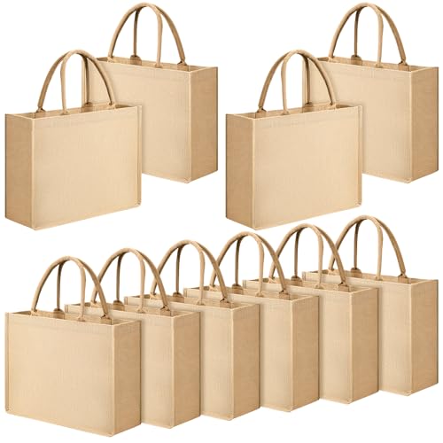 SHENLIU 10 Pack Burlap Tote Bags