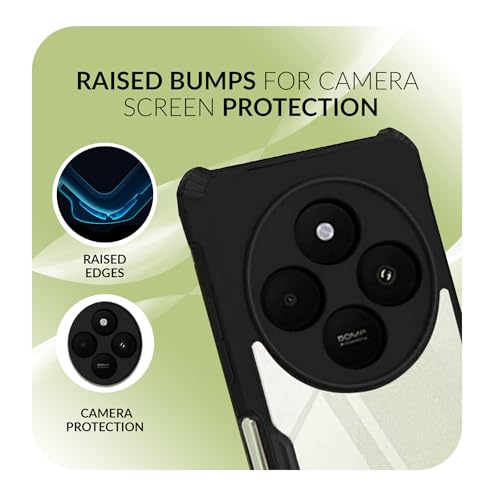 Image of Back Cover Case + Screen Protector for Redmi 14C 5G | Transparent & Black Mobile Phone Back Case Cover for Redmi 14 C | Camera Protection | Redmi 14C 5G TPU & PC Black Back Cover Case