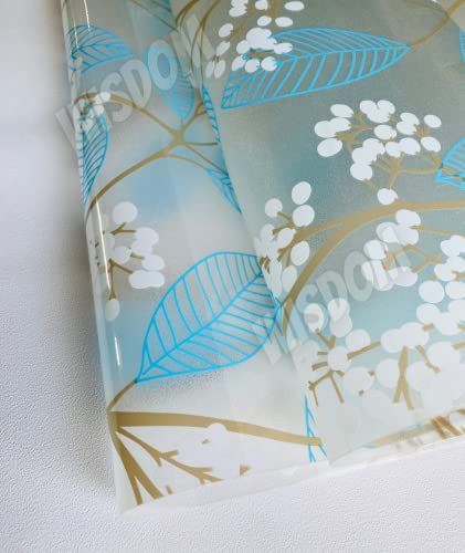 Image of WISDOM Privacy Window Film Frosted Glass Film Glass Film No Glue Anti-UV Window Sticker Non Adhesive for Privacy Office Meeting Room Bathroom Living Room (Leaf Blue Flower, 12 x 80 inch)