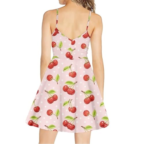 Image of Women's Spaghetti Strap Dress Summer Casual Swing Sundress Girls Beachwear Swing Mini Dress