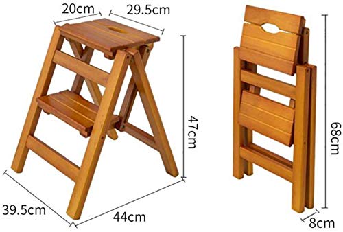 Taburete de escalera plegable de madera con estante para flores para el hogar 3