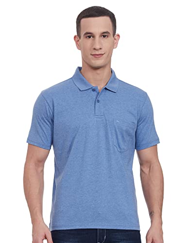 Image of Monte Carlo Mens S.Blue Plain Collar T-Shirt |22203401-167