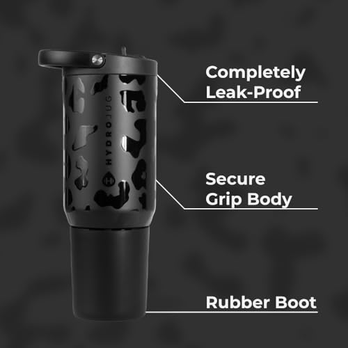 Image of HydroJug Sport 20 oz Insulated Stainless Steel Water Bottle, Black Leopard