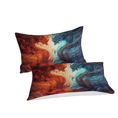 Housse de couette dragon grand format 260x220 avec zip pour éviter que le drap glisse - 3