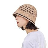 VA Top Button Knit Crochet Bucket Hat Brown