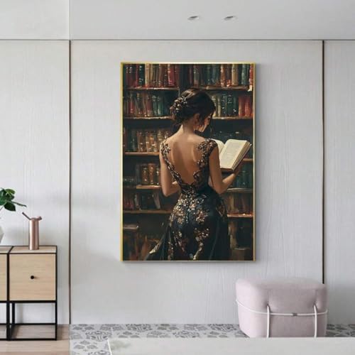 Portrait d'une fille lisant toile vintage poétique pour atmosphère apaisante - 3