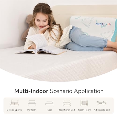 Image of MLILY Twin XL Mattress in a Box, 10 inch Mattresses Made in USA for Kids Bed Single Size Daybed Individual Bunk, Green Tea Memory Foam Mattress for Cool Sleep & Pressure Relief, Medium Firm