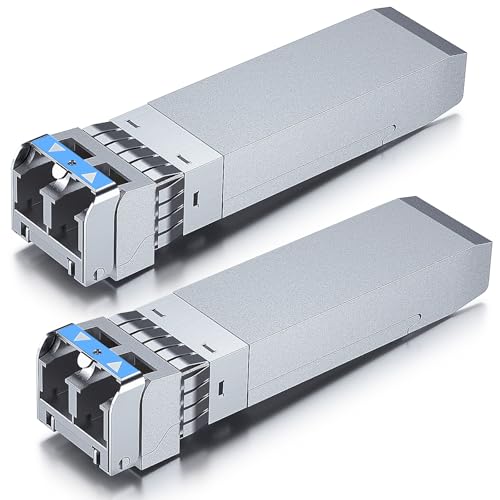 10Gtek 10GBase-LR SFP+ Transceiver, 10G 1310nm SMF SingleMode Fiber Optic Module, 10km, for Cisco SFP-10G-LR, Meraki MA-SFP-10GB-LR, Ubiquiti UniFi UF-SM-10G, Fortinet, Mikrotik, Netgear, Pack of 2