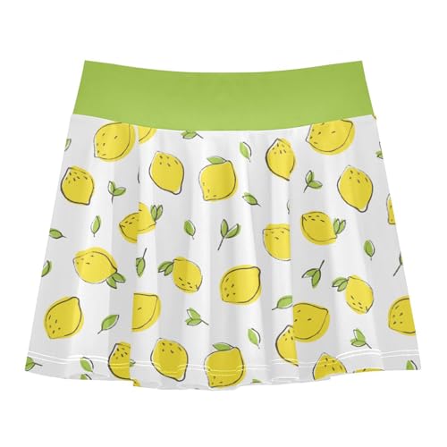 Girls Skorts High Waist Athletic Skirts with Shorts Lemon Stretchy Teens Performance Tennis
