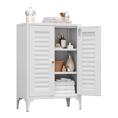 METALYEYE Metal Towel Cabinet for Bathroom,Bathroom Floor Storage Cabinet with