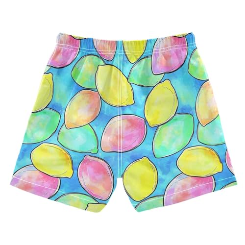 Boys Quick Dry Swim Trunks with Pockets Fruits Colorful Lemon Blue Beach Shorts for Kids, Toddler Swimsuit Boy2