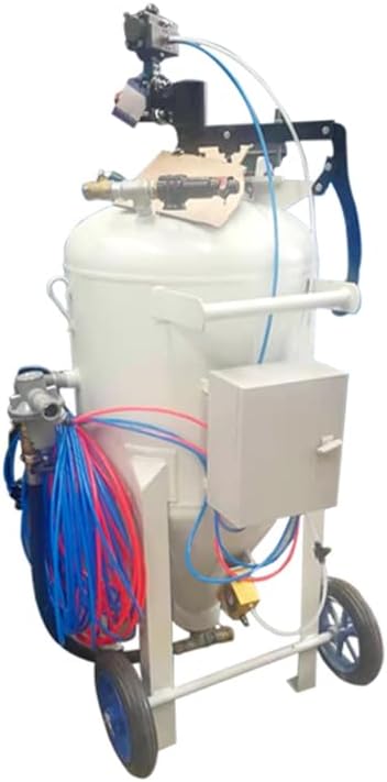 Portable Sandblaster with Wheels, Mobile Abrasive Blasting Tank for Steel Structure, Construction, Metalworking Sectors
