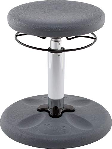 Image of Kore Kids Adjustable Wobble Stool, Ages 6-11, 14-19in Tall, Grey | Flexible seating for classroom and home boosts focus, improves posture and channels energy; anti-tip base; Made in USA