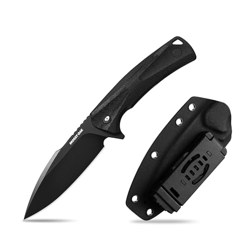 Mossy Oak Fixed Blade Hunting Knife Set - 2 Piece, Full Tang Handle Straight Edge and Gut Hook Blades Game Processing Knife, Sheath Included - Green Camo