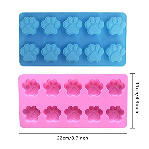 Karjiaja 2 Pack Silikonformen Puppy Dog Paw Shaped, Silikonform Hundepfote Wiederverwendbare Bakeware Maker, Lebensmittelecht, Für Schokolade, Süßigkeiten, Gelee, Eiswürfel, Hundeleckerli
