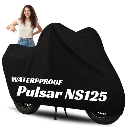 Image of 100% Waterproof Pulsar NS 125 Bike Cover | Polyester Body Cover for Rain & Sun | UV Protection, Dustproof, Scratch Resistant, Windproof, Heat Resistant, Vehicle Specific Fit (Black)