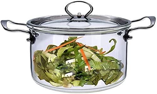 Glas-Kochtopf Pasta-Kochtöpfe Mit Deckel Glas-Kochgeschirr-Set Transparente Glas-Kochtopf-Sets Suppentopf Hot Pot Mit Griff Für Den Hausgebrauch Für Suppe, Milch, Babynahrung (Size : 3.5L) Cover