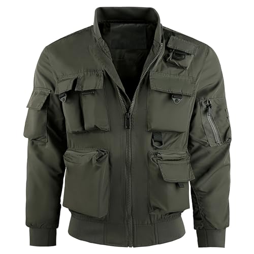 Chaqueta softshell militar para hombre, cortavientos ligero con cremallera 1