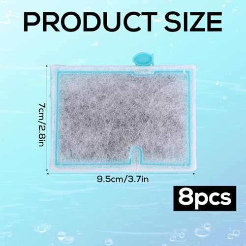 Penitue 8pcs Replacement Filter Cartridges Compatible with Aqueon QuietFlow & Minibow, 3.7x2.7in Aquarium Filter Refill Durable Fish Tank Filtration Cartridge for QuietFlow Minibow 1/2.5/5/10