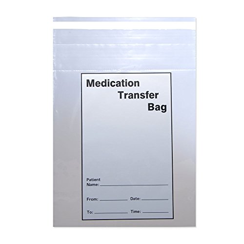 Image of PDC Healthcare MBG002 Clear /Black Plastic Hospital Bag, inchMedication Transfer inch, Tamper-Evident, 2 mil, 8 inch x 10 inch (Pack of 1000)