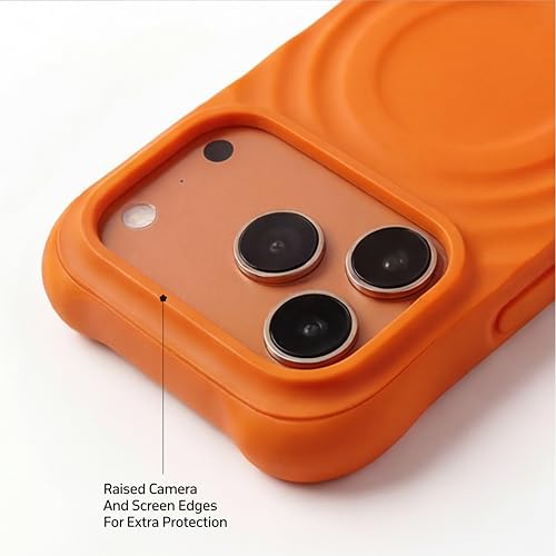 Image of amazon basics Shockproof Case for iPhone 17 Pro Max | Ripple Pattern | Camera Protection | Protective Cover with Enhanced Grip & Wireless Charging Support - Orange