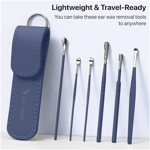 Image of DR VAKU CLENZIO PRO Earocam Earwax Removal Tool with Forceps & Extra Cleaning Kit (Set of 7) HD Camera Wifi Connection 6 LED Lights Endoscope Tool Ear Cleaner for iOS & Android + 11 Silicone Tips Free- Black