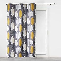 Cortinas Modernas Estampadas Coton d'Interieur - Cortina con ojales, Algodón, Amarillo, 240 x140 cm