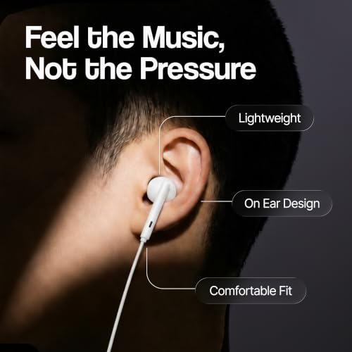 Image of Ambrane Type C Wired Earphones with 14.2mm High Bass Drivers, InBuilt Mic for Crystal Clear Calls, Control Buttons, On Ear Fit for USB C Devices - Mobiles, Tablets, Laptops, Others (Stringz 06, Blue)