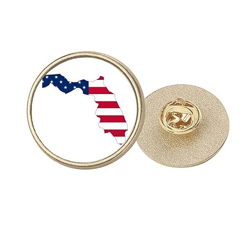Broche ronde Florida en métal doré éclatant de taille moyenne