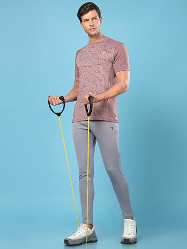 Image of TECHNOSPORT Men's Slim Fit Track Pants with Zip Pockets, ELASTO Plus Quick Dry Stretchable Lightweight Lower for Gym Running Yoga and Sports