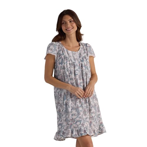 Miss Elaine Women's Nightgown, Silky Fitted Long Gown, Vintage Style, Silkyknit Fabric2