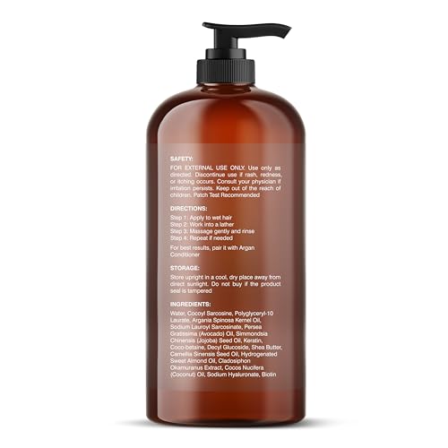Image of Botanic Hearth Argan Shampoo, Hydrating & Volumizing, Sulfate & Paraben Free, All Hair Types & Color Treated Hair, Men and Women 16 fl oz