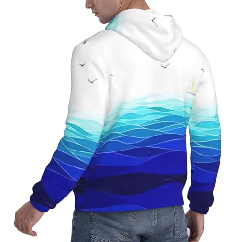 Pull à capuche en polaire pour hommes chaud d'hiver imprimé maritime