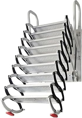 LYNMTPJ Concertina Loft Ladder Alloy Attic Access Ladder Aluminum Folding Attic Stairs Home Loft Ladder Heavy Duty Ladder for Household Daily Stable Load-Bearing (3.5 3.8m/140)