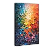 Abstract Rainbow Palette Knife Oil Painting - Vibrant 3D Textured Impasto Canvas Wall Art, Modern Colorful Gradient Artwork for Living Room Bedroom Office(24x36 Inches Ready to Hang)