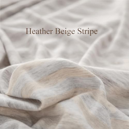 Pure Era PE-18KBG-Q Jersey Knit Duvet Cover Set 100% T-Shirt Heather Cotton Super Soft Comfy Classic Striped Design thumb #1