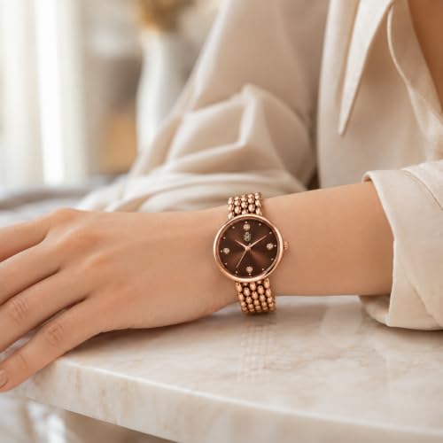 Image of MOOVER Analog Watch for Women & Girls | Luxury Bracelet Style Ladies Wrist Watch | Crystal Dial with Premium Stainless Steel Chain Strap | Fashion Watch for Daily Wear, Party & Gift