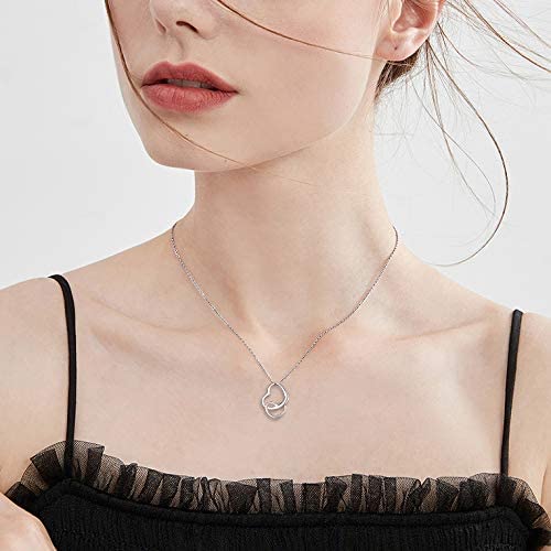 Ever Faith N09307-1 Women'S 925 Sterling Silver Simple Interlocking Open Heart Adjustable Pendant Necklace thumb #1
