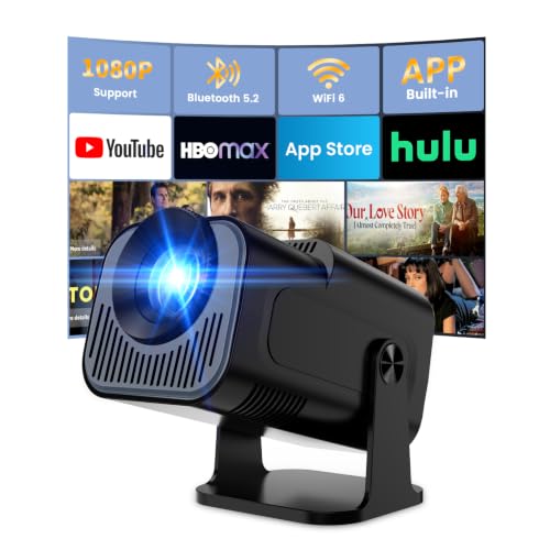 Vidéoprojecteur 4K 1080P WiFi 6 et Bluetooth 5.4 Rotation 180°, Noir