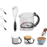 Dreamfarm 16 oz Upcup Adjustable Measuring Cup, 1 Cup & Mini Flisk – 4.6' Tritan & Silicone Self-Scraping Kitchen Tool for Wet & Dry Ingredients – Clear Measuring Container, Easy Clean Gadget