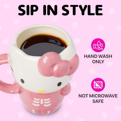 Image of Silver Buffalo Sanrio Hello Kitty Spooky Skeleton, 3D Sculpted Mug, 20oz